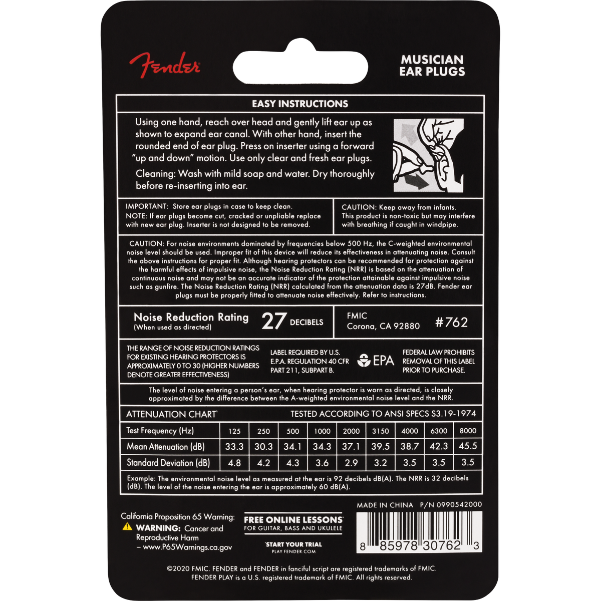 Fender Musician Series Black Earplugs - Bass Centre Music Store Melbourne