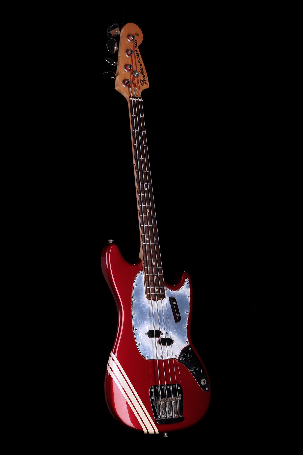 Preloved Fender 70&#39;s Mustang Candy Apple Red Competition Stripe w/case - Bass Centre Music Store Melbourne