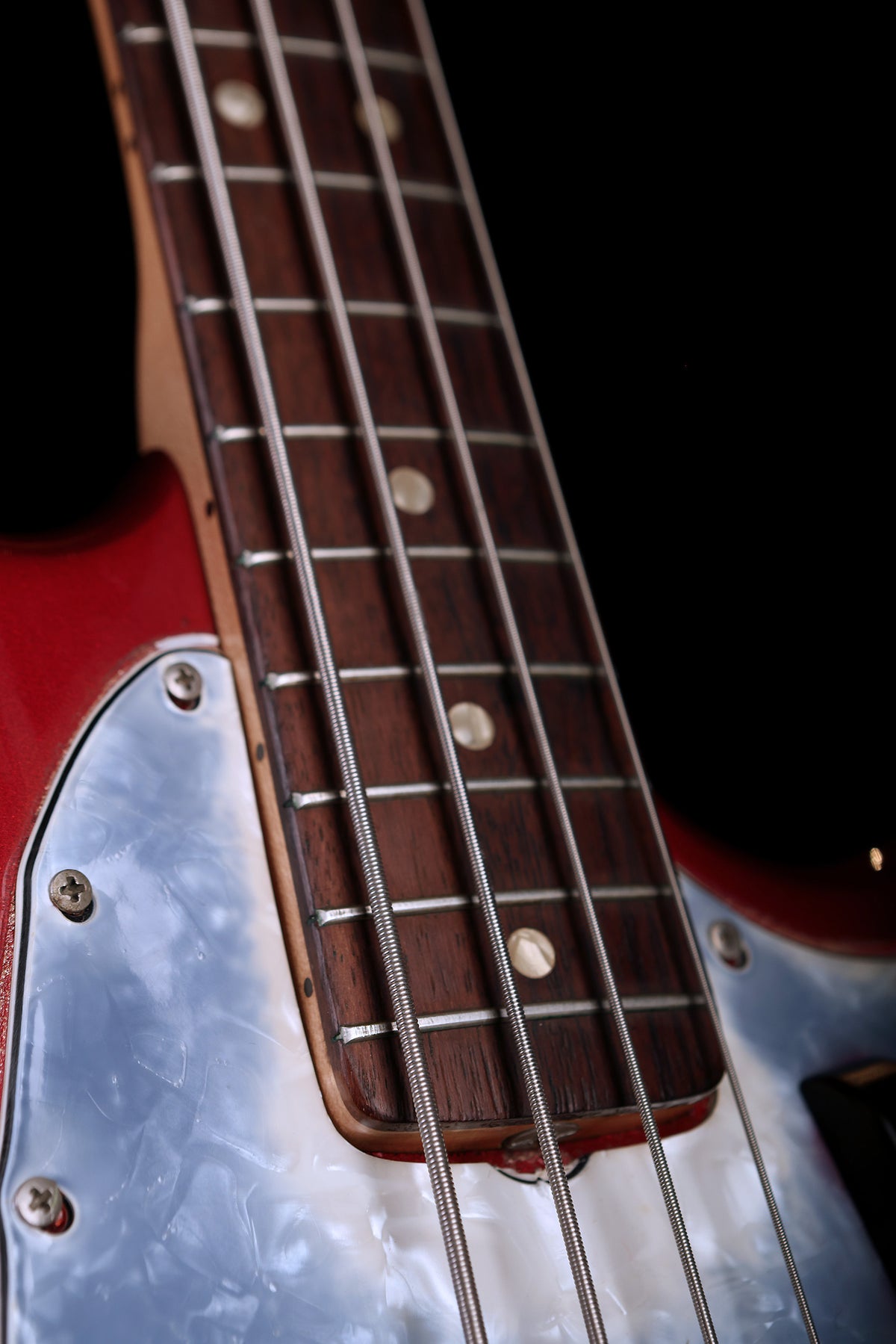 Preloved Fender 70&#39;s Mustang Candy Apple Red Competition Stripe w/case - Bass Centre Music Store Melbourne