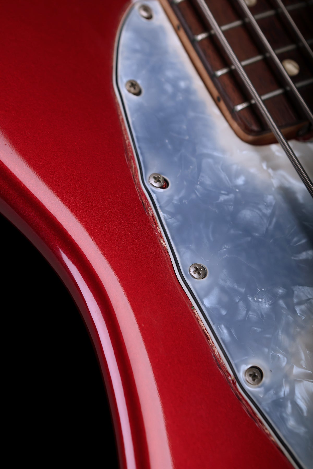 Preloved Fender 70&#39;s Mustang Candy Apple Red Competition Stripe w/case - Bass Centre Music Store Melbourne