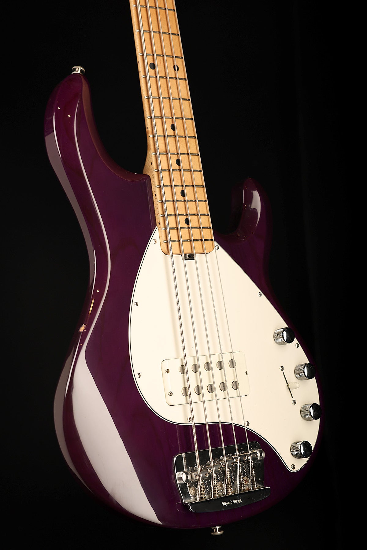 Preloved Ernie Ball Music Man Stingray 5 Translucent Purple Made in USA, w/ Case - Bass Centre Music Store Melbourne