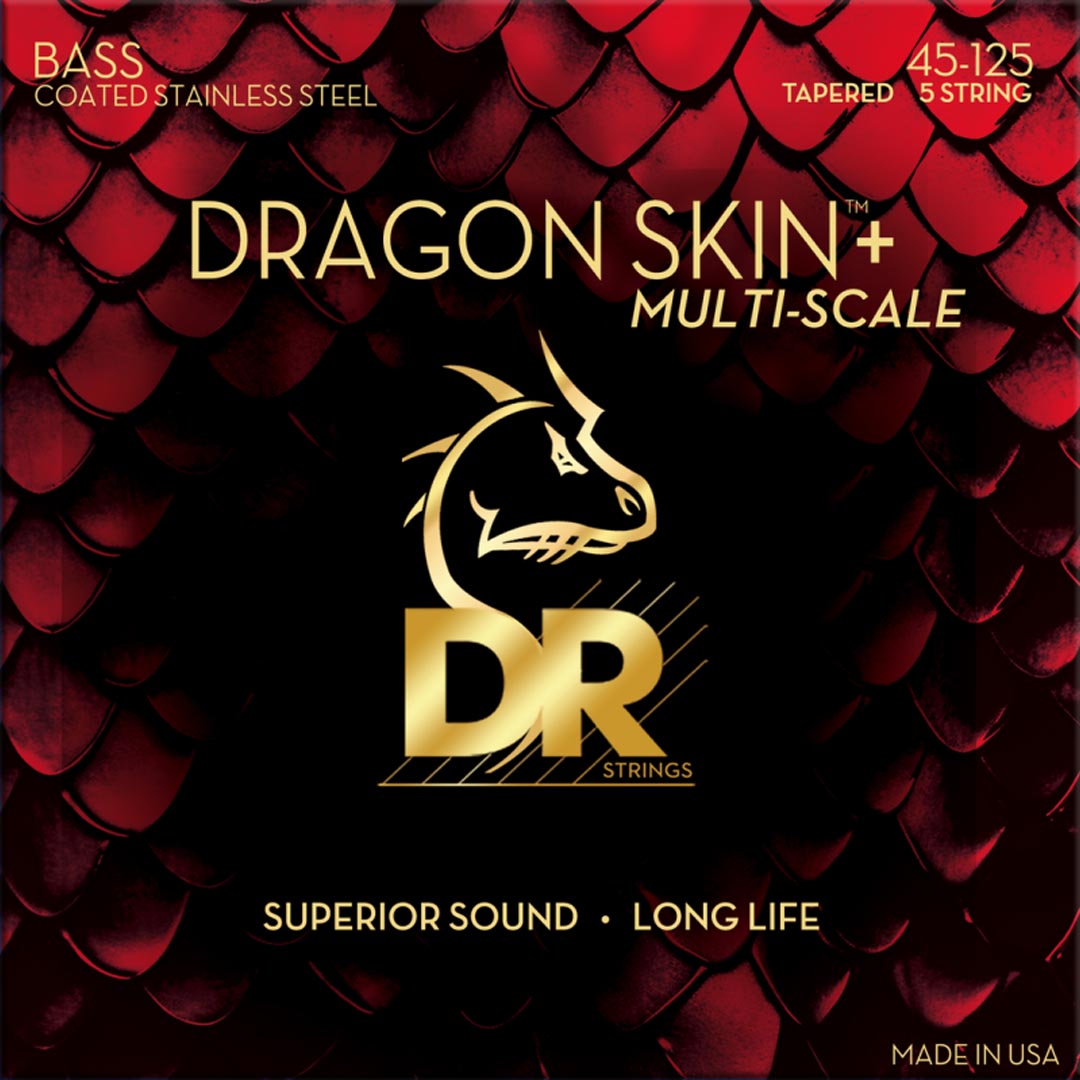 DR Dragon Skin+ Multiscale Long Life 5 string set 45-125 Tapered - Bass Centre Music Store Melbourne