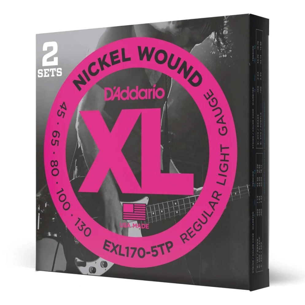 D'Addario XL Nickel Wound 5 String TWIN PACKS