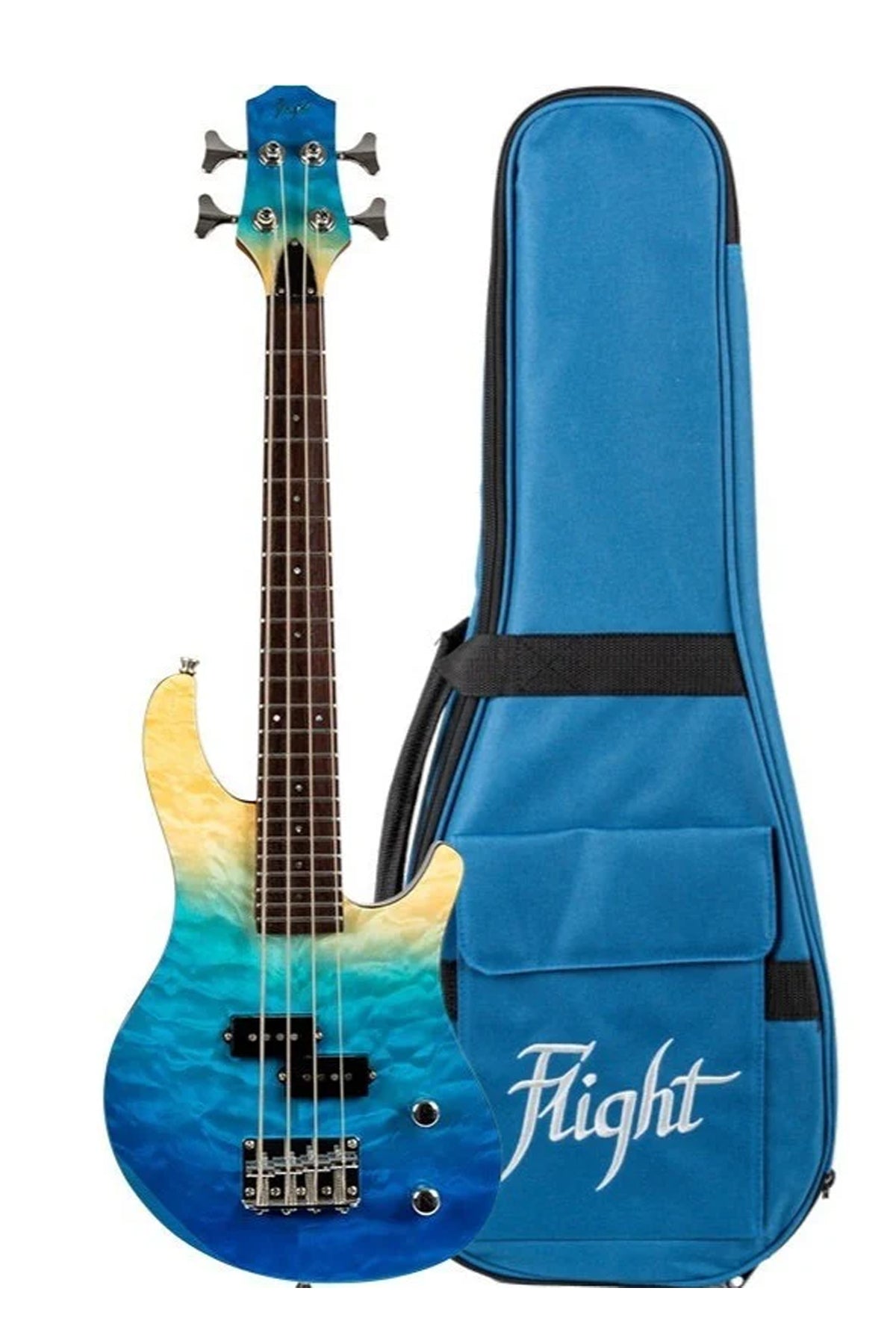 Flight Mini Bass Ukulele Solid Body Transparent Blue - Bass Centre Music Store Melbourne