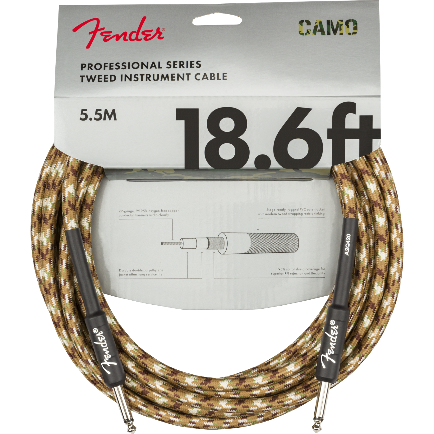 Fender Professional Series Cable, Camo 18.6ft
