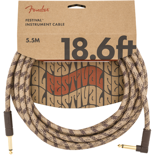 Fender Festival Hemp Cable 6m (18.6ft) Angled Lead - Bass Centre Music Store Melbourne