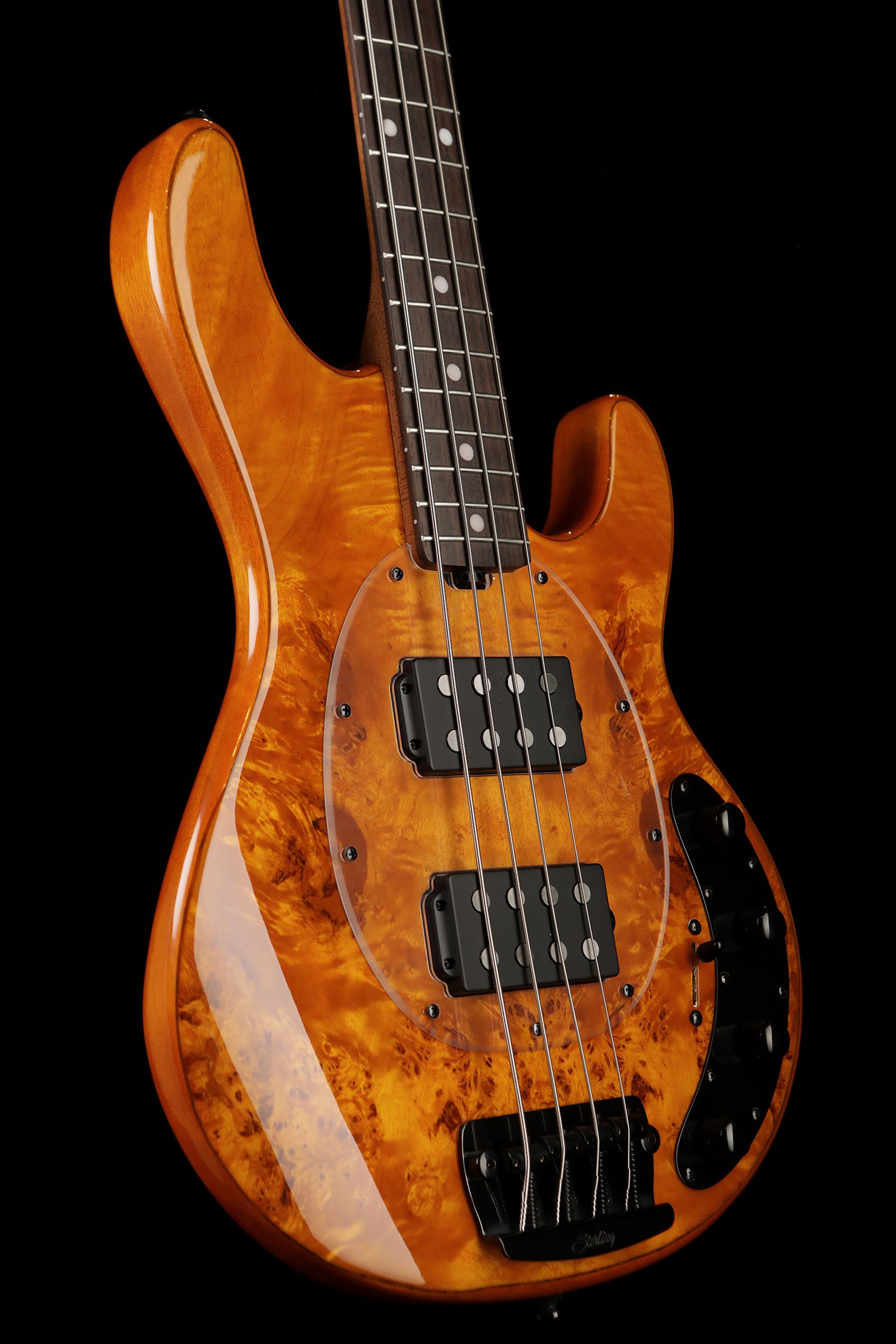 Sterling by Musicman Ray34 HH Poplar Burl Amber - Bass Centre Music Store Melbourne