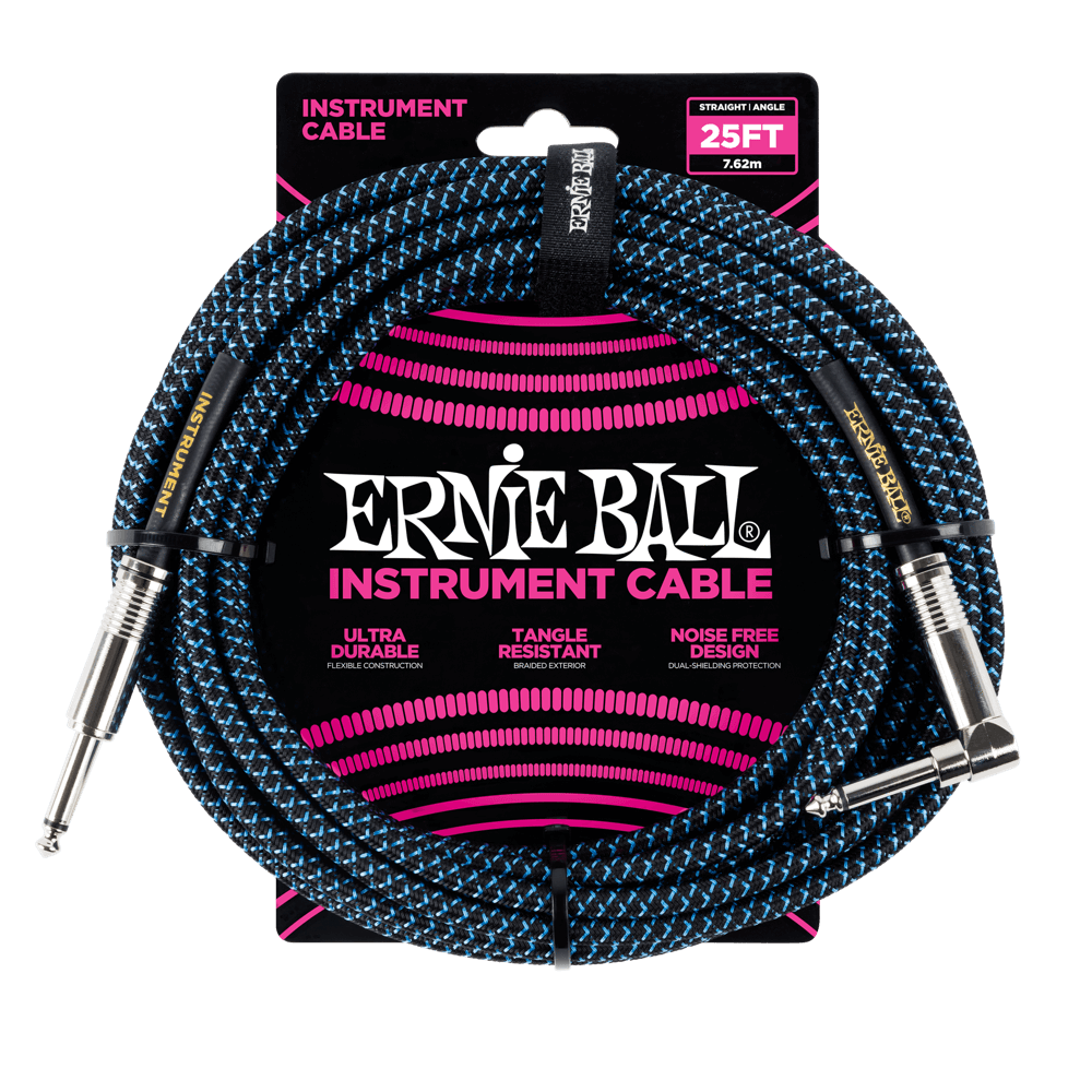 Ernie Ball 25ft Braided Cables - Bass Centre Music Store Melbourne