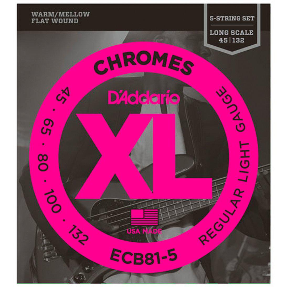D&#39;Addario ECB Chromes Flat Wound 5 string - Bass Centre Music Store Melbourne